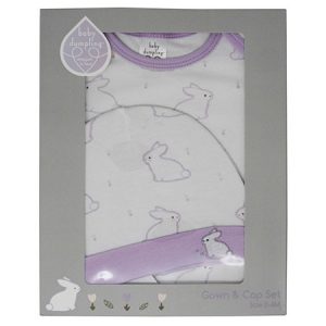 PURPLE BUNNY CAP & GOWN SET 0-6MO