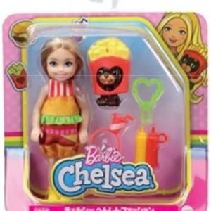 BARBIE CHELSEA DOLL (BLONDE) BURGER COSTUME W/ PET