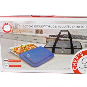 3 QT CASSEROLE DISH W/ LID AND INSULATED CASE