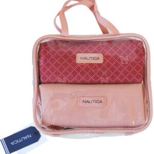 NAUTICA 3 PC COSMETIC/ORGANIZER CASES W/ LOGO IN PINK TONES