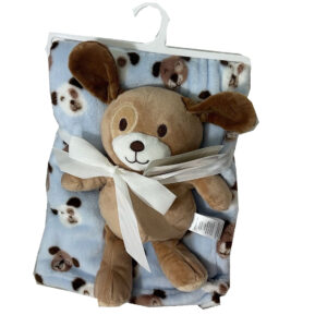 BLUE BLANKET & PLUSH GIFT SET PUPPY