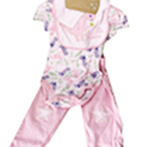 PINK 3 PC SET BIB BODYSUIT PANTS