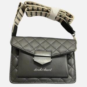DEREK HEART BAG WITH FLAP/SHOULDER STRAP BLACK