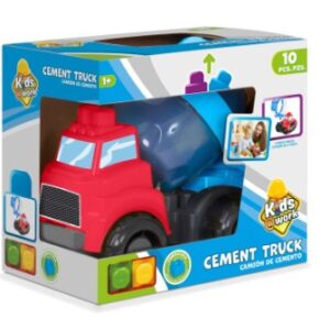 KIDS @ WORK 10 PC BUILDING BLOCKS TRUCK/CEMENT MIXER