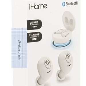 IHOME RUBBERIZED RECHRG EARBUDS, MIC AND REMOTE WHITE ASST