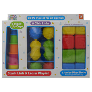 20 PC PLAYSET/STACK CUPS/LINKS/ BLOCKS