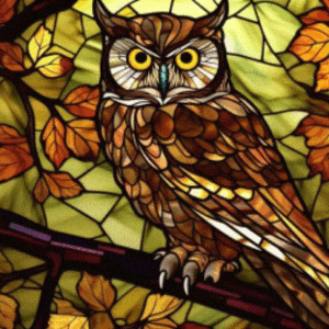 DIAMOND ART STAINED GLASS OWL