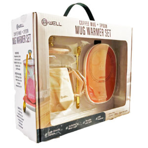 MARBLED MUG & LID W/WARMER - PINK