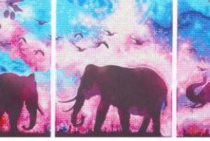 DIAMOND ART TRIPTYCH ELEPHANTS