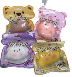 TIE KAWAII SQUISHY ASST  PIG/KITTY/DOUGH/ BEAR PDQ